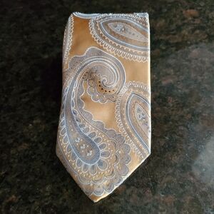 BOSS !!! Paisley Silk Tie Gold and Blue